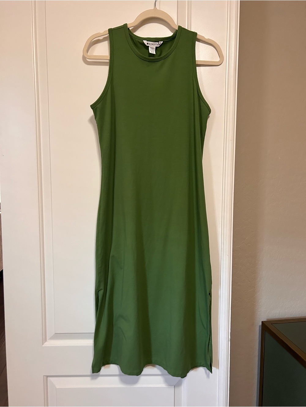 🍓🍀🍒Athleta Kelly Green Sleeveless Midi High Side slit Tank Dress 🍒🍀🍓